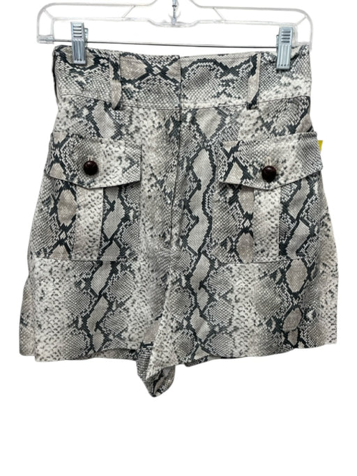 Zimmermann Size 2 Beige Linen Snake Print Front Pocket Zip Fly Shorts Beige / 2