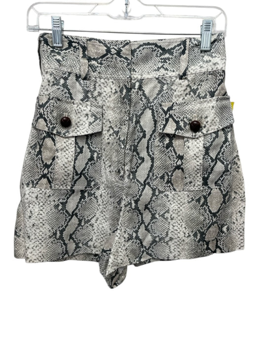 Zimmermann Size 2 Beige Linen Snake Print Front Pocket Zip Fly Shorts Beige / 2