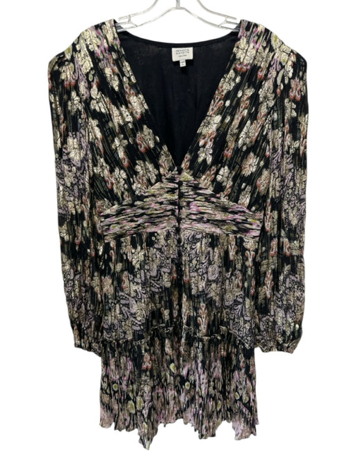 Hemant & Nandita Size M Black & Gold Viscose V Neck Button Detail Dress Black & Gold / M