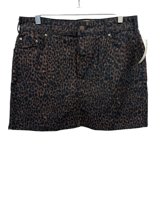 Pilcro Size 10 Brown & Black Cotton & Polyester Leopard Print Zip Fly Skirt Brown & Black / 10