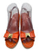 Kate Spade Shoe Size 8 Orange & Beige Leather Bow detail Wedge Open Toe Sandals Orange & Beige / 8