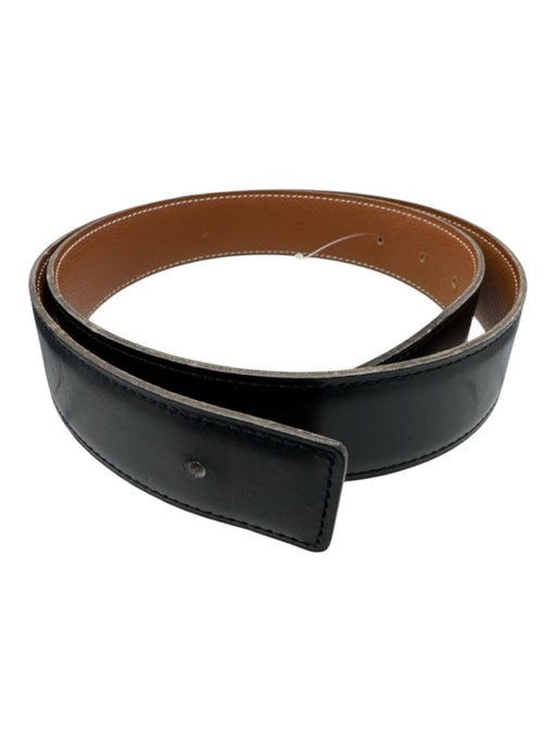 Hermes Black Leather Reversible Belts Black / 76cm