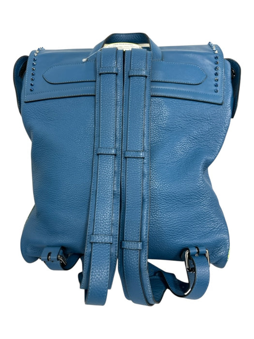 Christian Louboutin Blue Leather Pebbled Flap Studded Backpack Blue