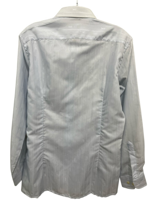 Yves Saint Laurent Size 15.5 Blue Cotton Blend logo Button up Long Sleeve Shirt Blue / 15.5