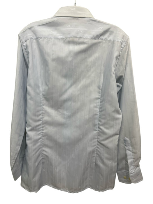Yves Saint Laurent Size 15.5 Blue Cotton Blend logo Button up Long Sleeve Shirt Blue / 15.5