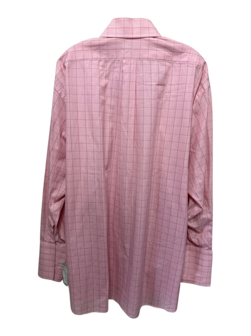 Burberry Size 17.5 Pink Cotton Plaid Button up Men's Long Sleeve Shirt Pink / 17.5