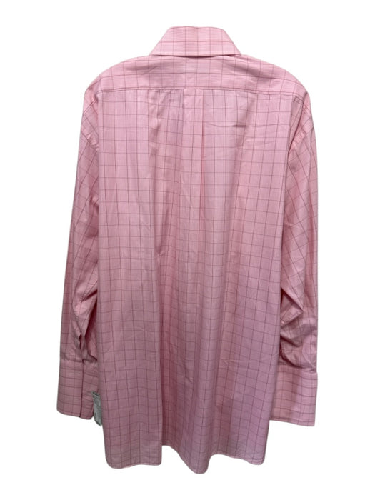 Burberry Size 17.5 Pink Cotton Plaid Button up Men's Long Sleeve Shirt Pink / 17.5