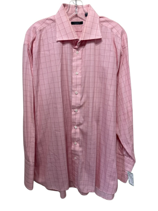 Burberry Size 17.5 Pink Cotton Plaid Button up Men's Long Sleeve Shirt Pink / 17.5