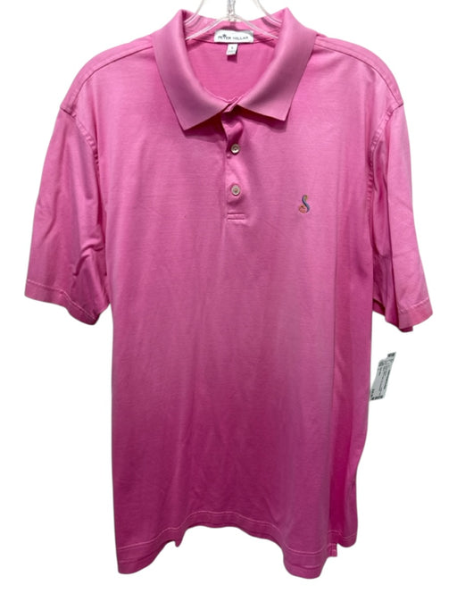 Peter Millar Size L Pink Cotton Solid Polo Men's Short Sleeve Pink / L