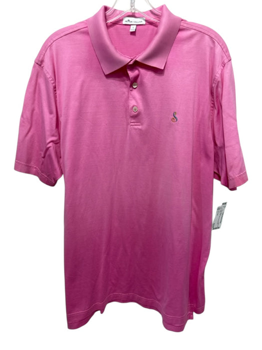 Peter Millar Size L Pink Cotton Solid Polo Men's Short Sleeve Pink / L