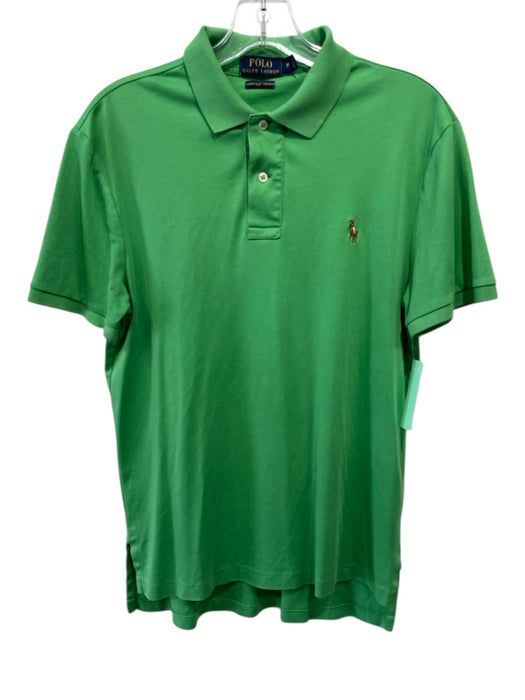 Polo Size M Green Cotton Blend Solid Polo Men's Short Sleeve Green / M