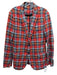 Pink Red & Orange Cotton Plaid 2 Button Men's Blazer Red & Orange / 40