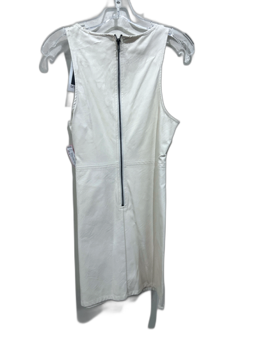 Minkpink Size M Off White Polyester Faux Leather Sleeveless Paneled Fitted Dress Off White / M