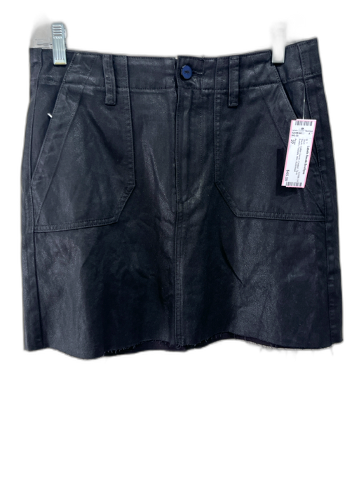 Paige Size 27 Black Cotton Denim Coated Zip & Button Pockets Mini Skirt Black / 27