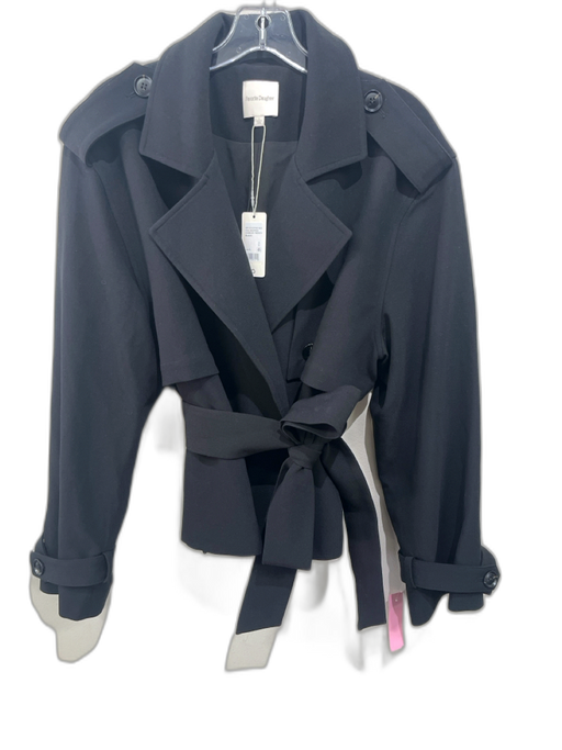 Favorite Daughter Size L Black Polyester Double Breast Lapel Cuff Detail Jacket Black / L