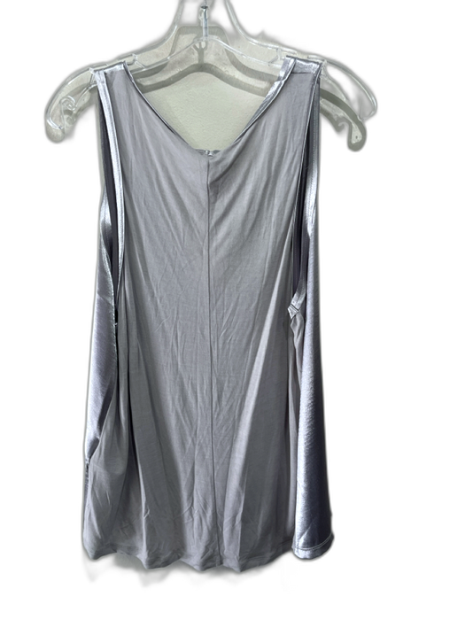 Reiss Size L Silver Polyester Satin Raw Edge Shell Top Silver / L