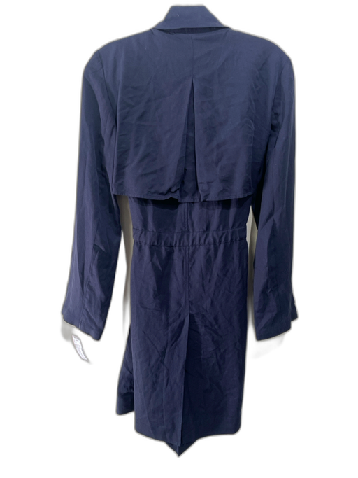 Theory Size Small Navy Tencel Long Sleeve Wrap Collar Drawstring Dress Navy / Small