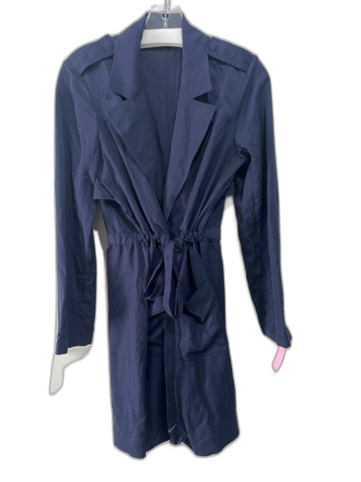 Theory Size Small Navy Tencel Long Sleeve Wrap Collar Drawstring Dress Navy / Small