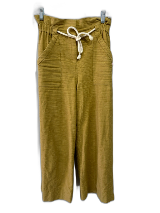 Sezane Size 36 Mustard Yellow Cotton High Rise Textured Drawstring Pants Mustard Yellow / 36