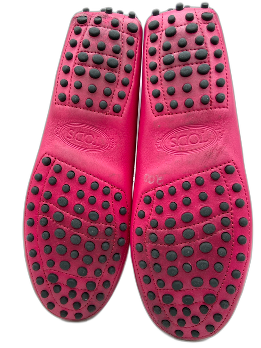 Tods Shoe Size 37.5 Fuchsia Leather whipstitch trim Round Toe loafer Flats Fuchsia / 37.5