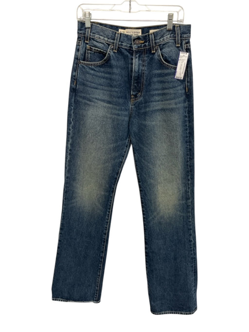Nili Lotan Size 29 Mid Wash Cotton Button & Zip Front Wide Leg Cuff Jeans Mid Wash / 29