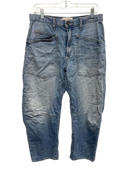 Nili Lotan Size 28 Light Wash Cotton Button & Zip Front Large Barrel Leg Jeans Light Wash / 28