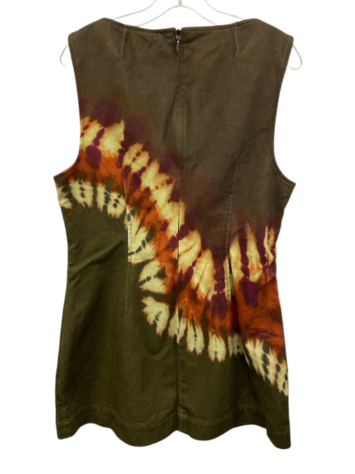Alemais Size 12 Olive Green, Orange & Purple Cotton Boat Neck Sleeveless Dress Olive Green, Orange & Purple / 12