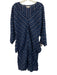Billy Reid Size XS/S Navy Blue & White Linen V Neck Chevron Detail Pockets Dress Navy Blue & White / XS/S