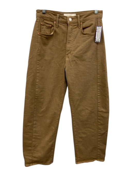 Mother Size 28 Camel Brown Cotton Button & Zip Front Wide Leg Pockets Jeans Camel Brown / 28