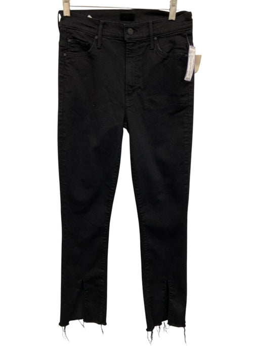 Mother Size 28 Black Cotton Button & Zip Front Skinny Front Slit Raw Hem Jeans Black / 28