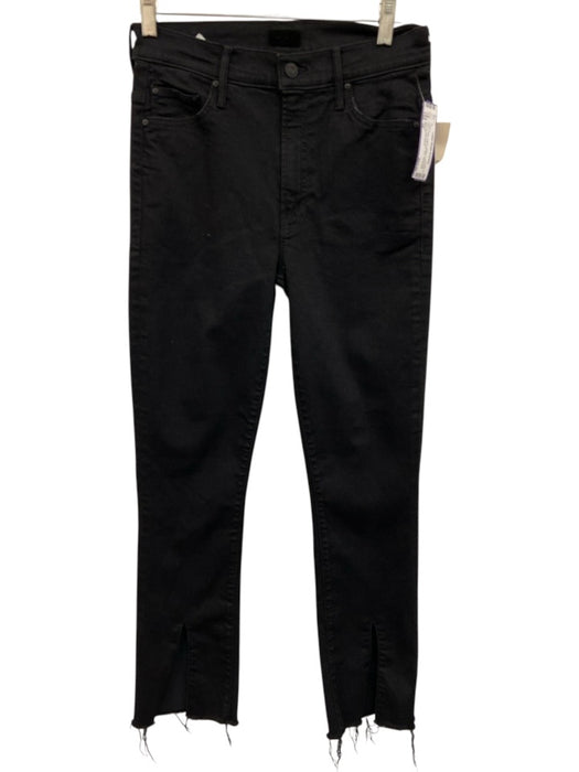 Mother Size 28 Black Cotton Button & Zip Front Skinny Front Slit Raw Hem Jeans Black / 28