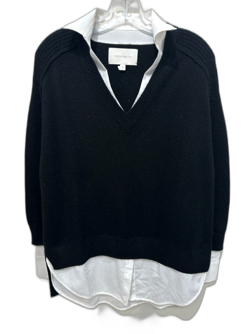 Brochu Walker Size M Black & White Wool & Cashmere Knit Long Sleeve Sweater Black & White / M