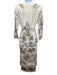 Zimmermann Size 0 Cream & Brown Linen Tie Belt Long Sleeve Tie Neck V Neck Dress Cream & Brown / 0