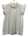 Sea New York Size 0 White Ramie Keyhole Back Sleeveless Mock Neck Ruffles Top White / 0