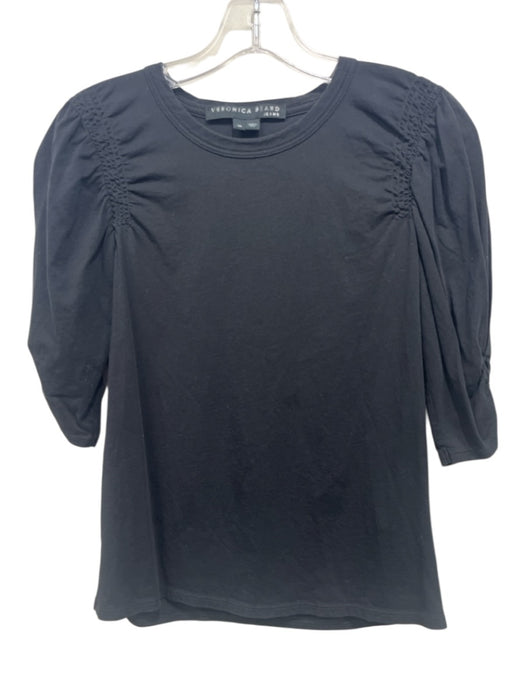 Veronica Beard Jeans Size XS Black Prima Cotton 1/2 Sleeve Top Black / XS