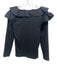 Veronica Beard Size S Black Cotton Blend ruffles Long Sleeve Mixed Fabric Top Black / S