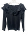 Veronica Beard Size S Black Cotton Blend ruffles Long Sleeve Mixed Fabric Top Black / S