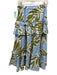 Tanya Taylor Size XS Blue & Green Cotton Elastic Waist Ruffles Midi Skirt Blue & Green / XS