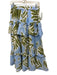 Tanya Taylor Size XS Blue & Green Cotton Elastic Waist Ruffles Midi Skirt Blue & Green / XS