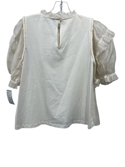 Sea New York Size XS Cream Puff Sleeves Chiffon Overlay Keyhole Back Top Cream / XS