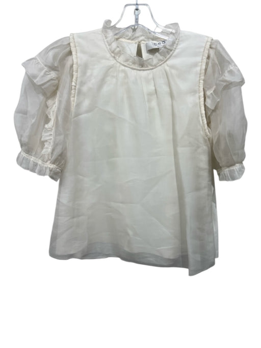 Sea New York Size XS Cream Puff Sleeves Chiffon Overlay Keyhole Back Top Cream / XS