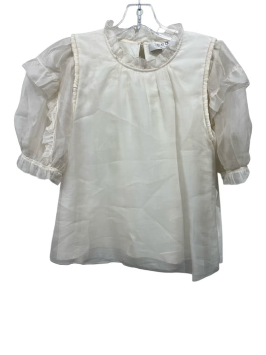 Sea New York Size XS Cream Puff Sleeves Chiffon Overlay Keyhole Back Top Cream / XS