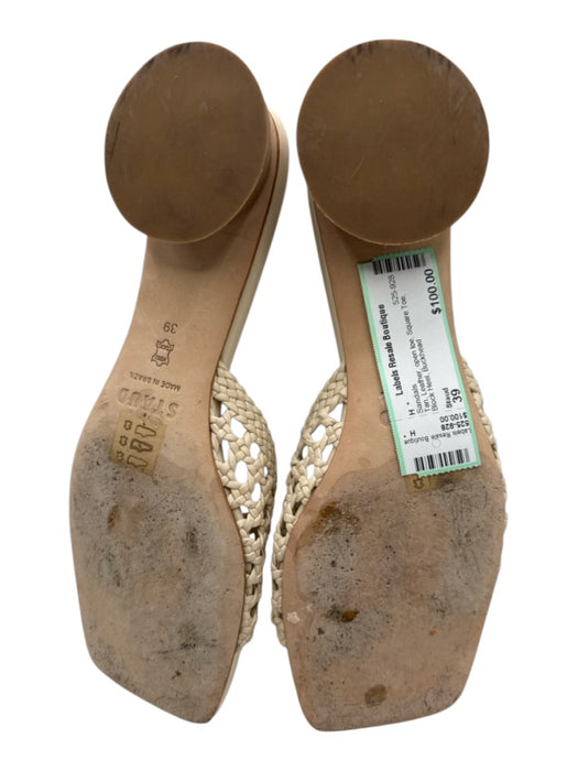 Staud Shoe Size 39 Tan Leather open toe Square Toe Block Heel Sandals Tan / 39