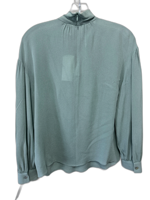 Vince Size XS Sage green Silk Long Balloon Sleeve Mock Neck Back Zip Top Sage green / XS