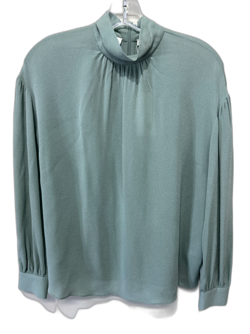 Vince Size XS Sage green Silk Long Balloon Sleeve Mock Neck Back Zip Top Sage green / XS