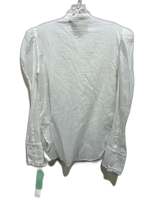 Veronica Beard Jeans Size Small White Cotton Long Sleeve Button Front Top White / Small
