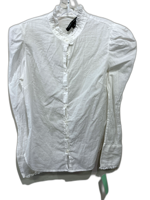 Veronica Beard Jeans Size Small White Cotton Long Sleeve Button Front Top White / Small