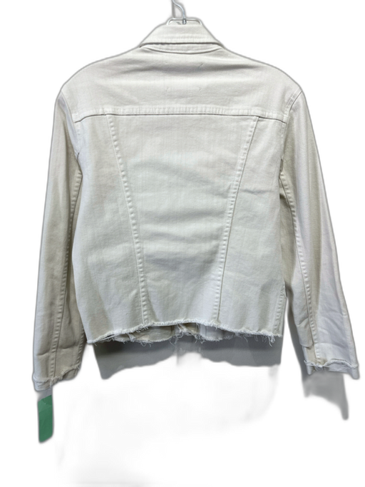 L'agence Size S/P White Cotton Denim Silver Buttons Patch Pocket Raw Hem Jacket White / S/P