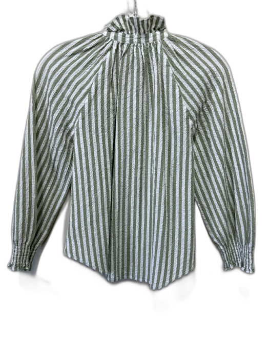 Veronica Beard Jeans Size 4 Green & White Cotton Long Sleeve Striped Top Green & White / 4