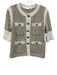 Veronica Beard Size XS Cream & Brown Cotton Blend Boucle 1/2 Sleeve Sweater Cream & Brown / XS